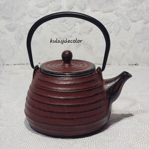 Vintage Japanese Heavy Cast Iron Tetsubin Style 3 Piece Teapot with Infuser
